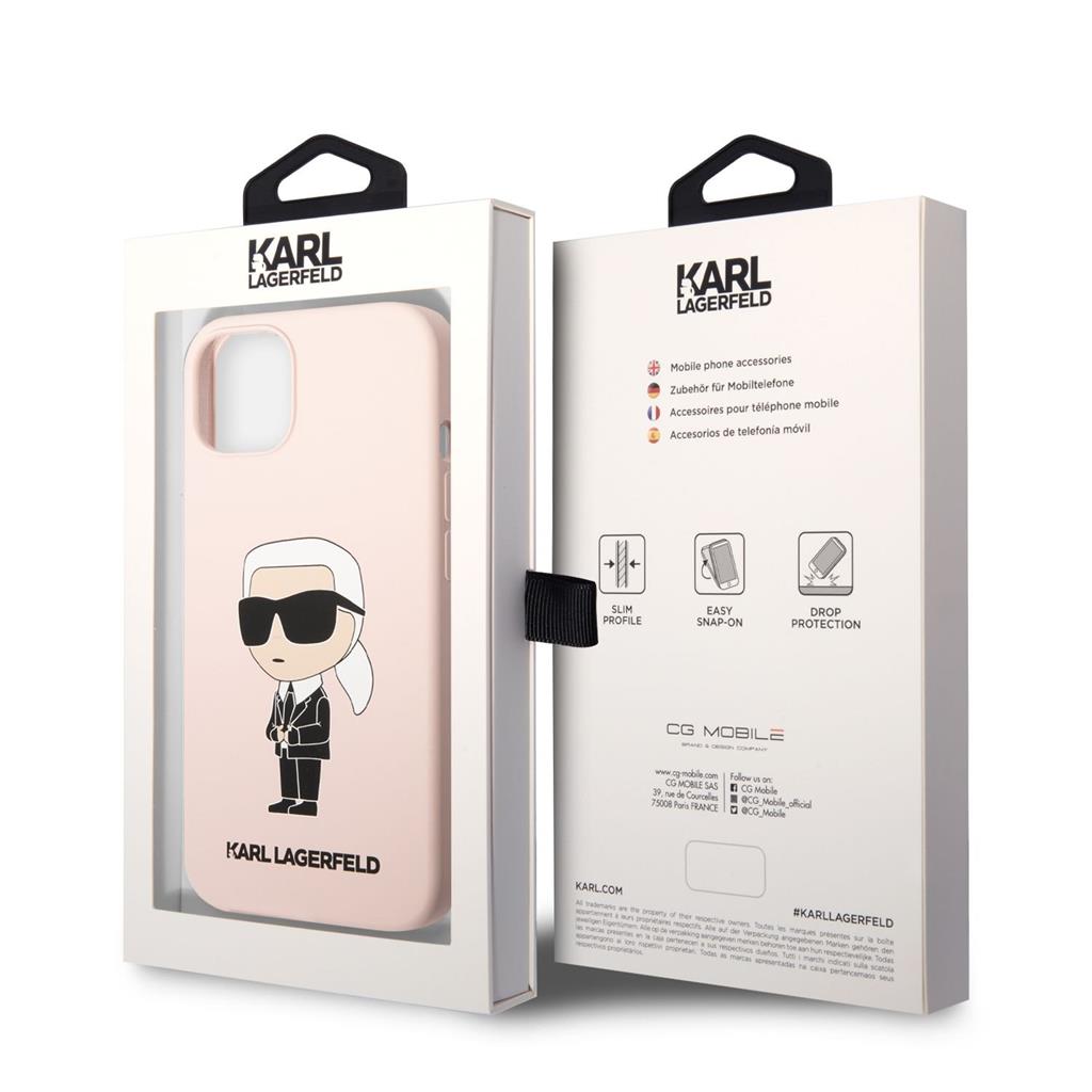Apple iPhone 13 Karl Lagerfeld Liquid Silicone Ikonik NFT tok (Rózsaszín) – KLHCP13MSNIKBCP