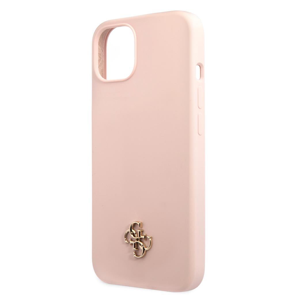 Apple iPhone 13 mini Guess 4G Silicone Metal Logo tok (Rózsaszín) - GUHCP13SS4LP