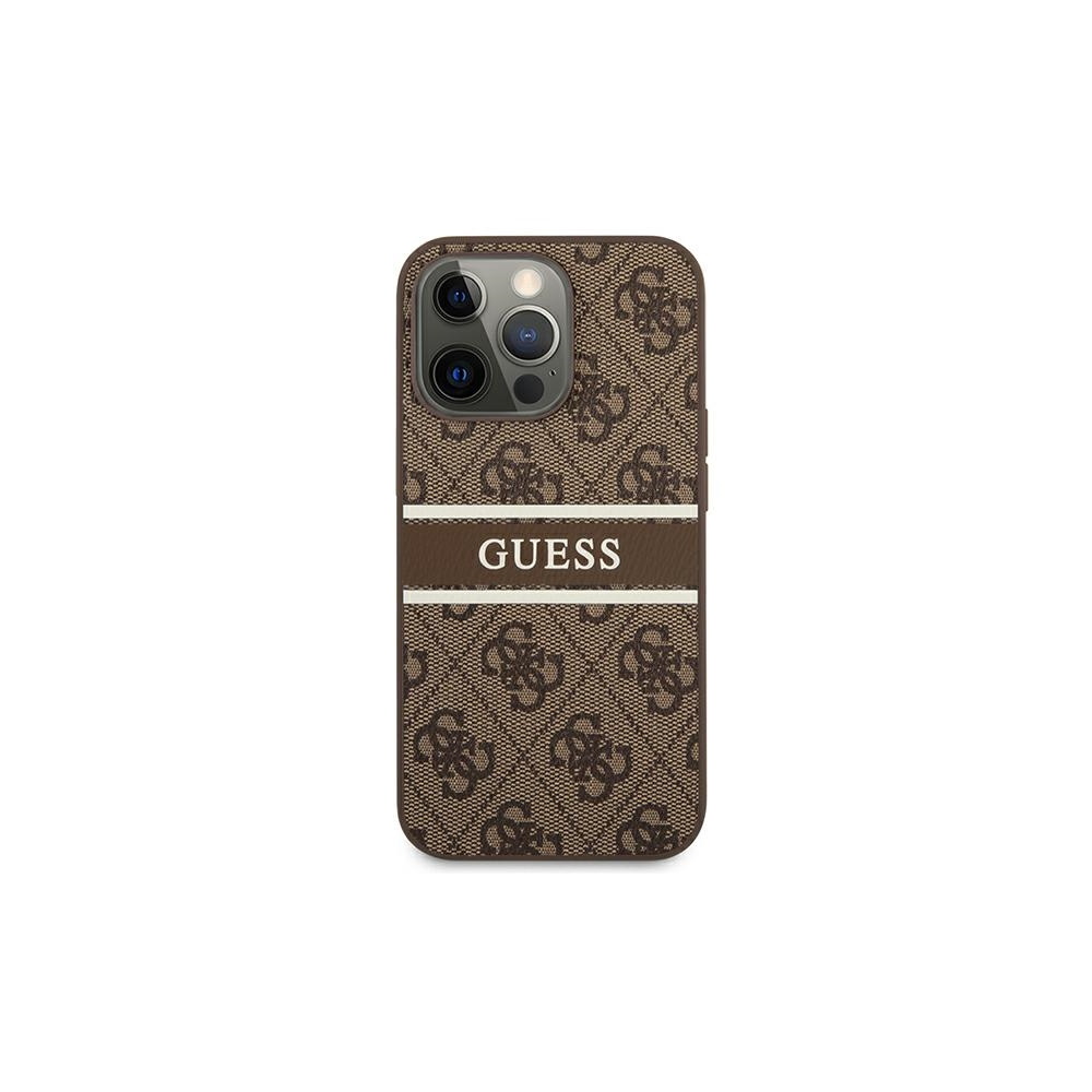 Apple iPhone 13 mini Guess PU 4G Printed Stripe tok (Barna) - GUHCP13S4GDBR