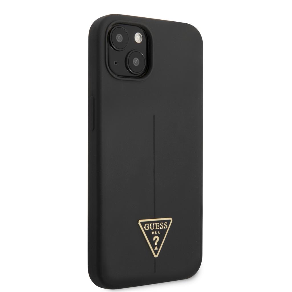 Apple iPhone 13 mini Guess Silicone Line Triangle tok (Fekete) - GUHCP13SSLTGK