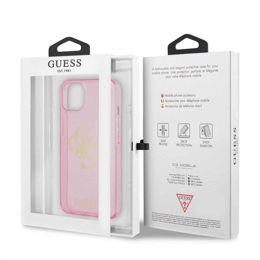 Apple iPhone 13 mini Guess TPU Big 4G Full Glitter tok (Rózsaszín) – GUHCP13SPCUGL4GPI