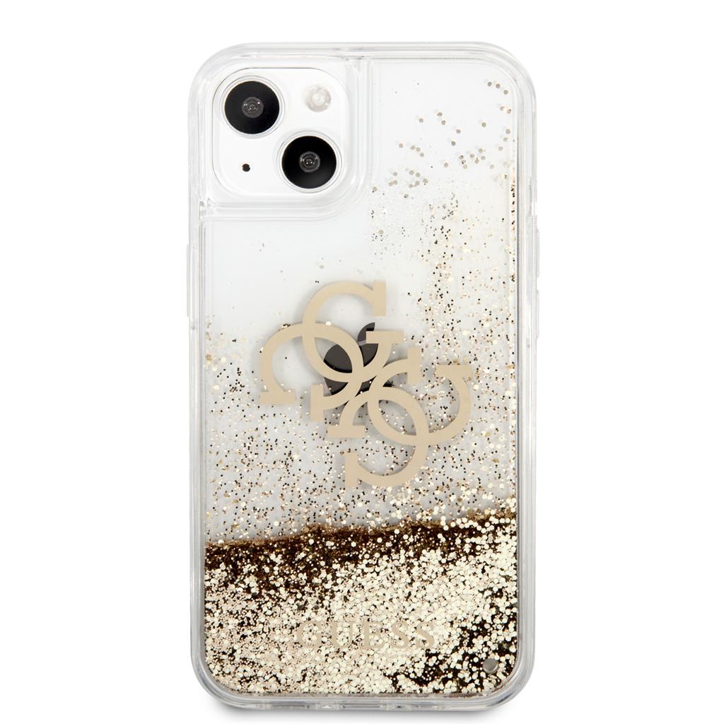 Apple iPhone 13 mini Guess TPU Big 4G Liquid Glitter tok (Arany) – GUHCP13SLG4GGO