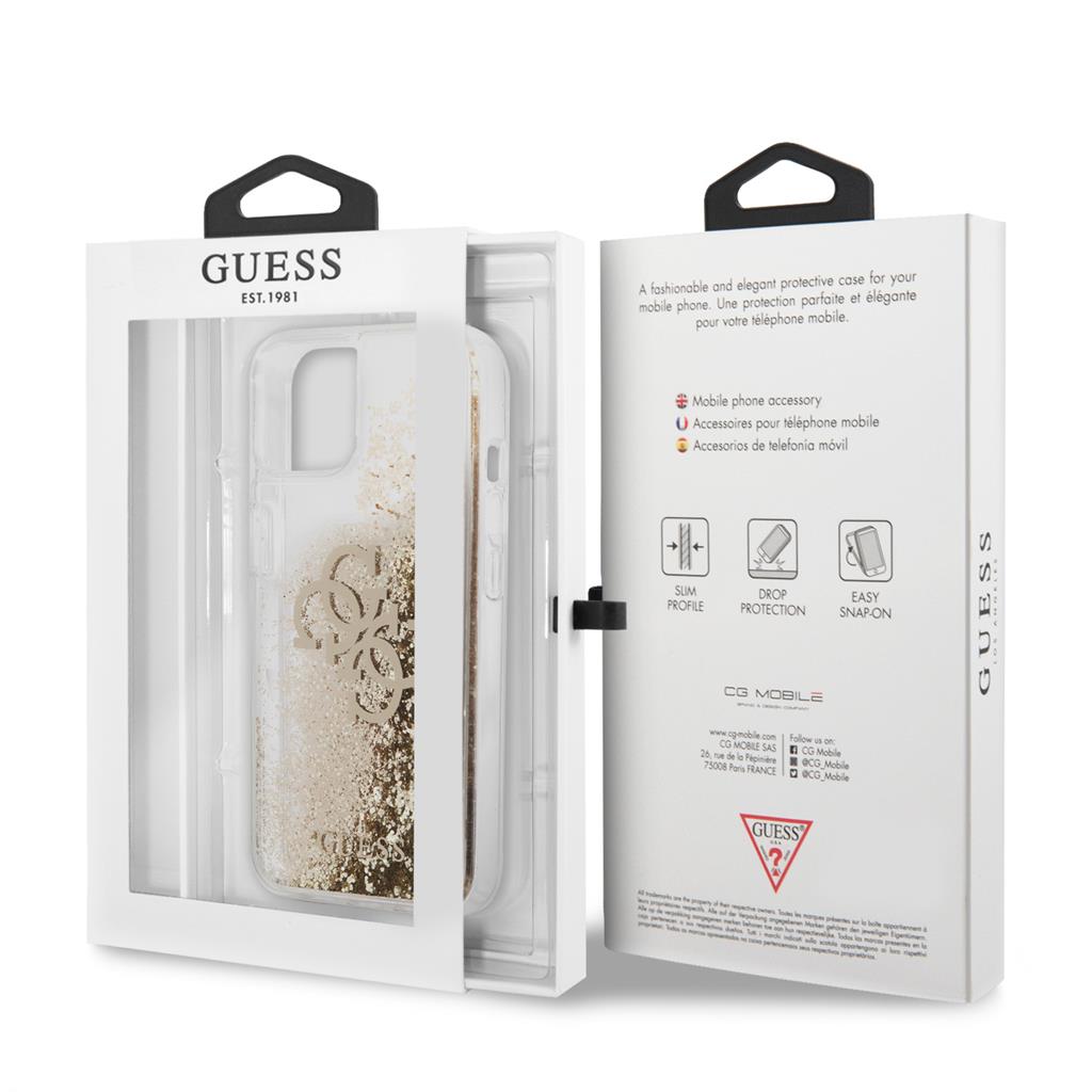 Apple iPhone 13 mini Guess TPU Big 4G Liquid Glitter tok (Arany) – GUHCP13SLG4GGO