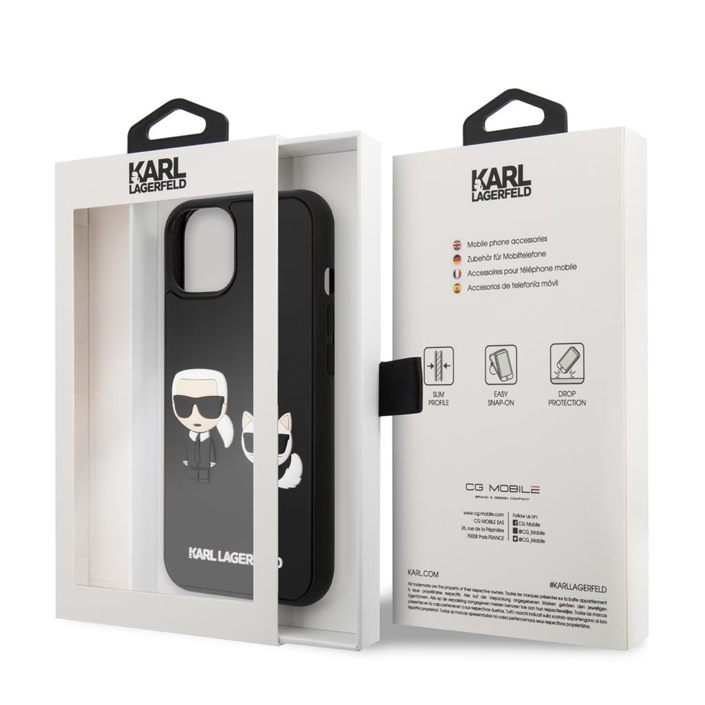 Apple iPhone 13 mini Karl Lagerfeld & Choupette 3D tok (Fekete) – KLHCP13S3DRKCK
