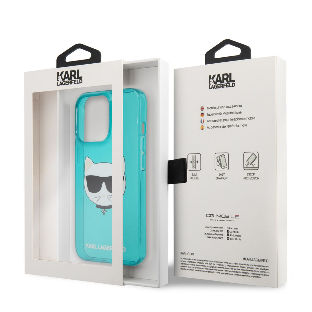 Apple iPhone 13 mini Karl Lagerfeld Choupette Head tok (Kék) – KLHCP13SCHTRB