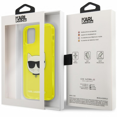 Apple iPhone 13 mini Karl Lagerfeld Choupette Head tok (Neonsárga) – KLHCP13SCHTRY