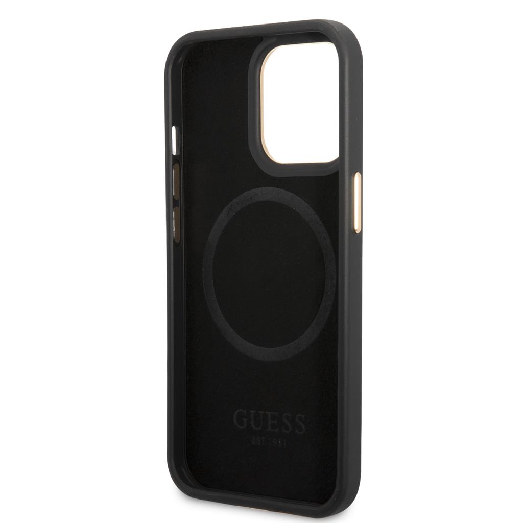 Apple iPhone 13 Pro Guess PU 4G MagSafe tok (Fekete) - GUHMP13LU4GPRK