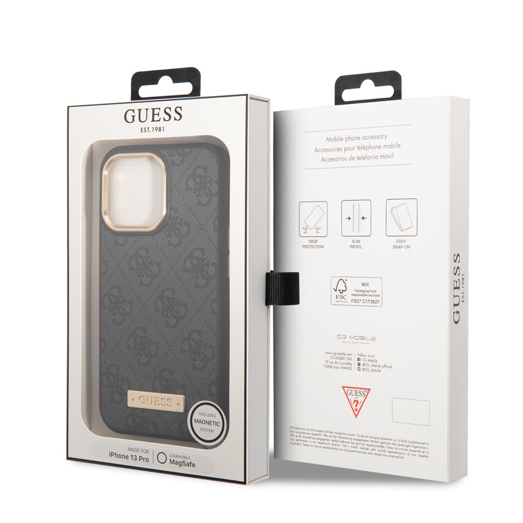 Apple iPhone 13 Pro Guess PU 4G MagSafe tok (Fekete) - GUHMP13LU4GPRK