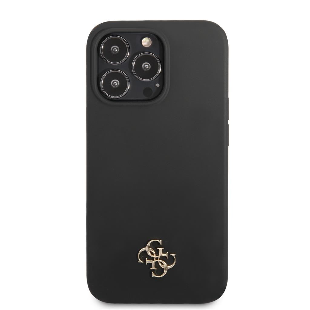Apple iPhone 13 Pro Guess 4G Silicone Metal Logo tok (Fekete) - GUHCP13LS4LK