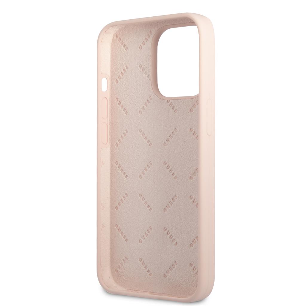 Apple iPhone 13 Pro Guess 4G Silicone Metal Logo tok (Rózsaszín) - GUHCP13LS4LP