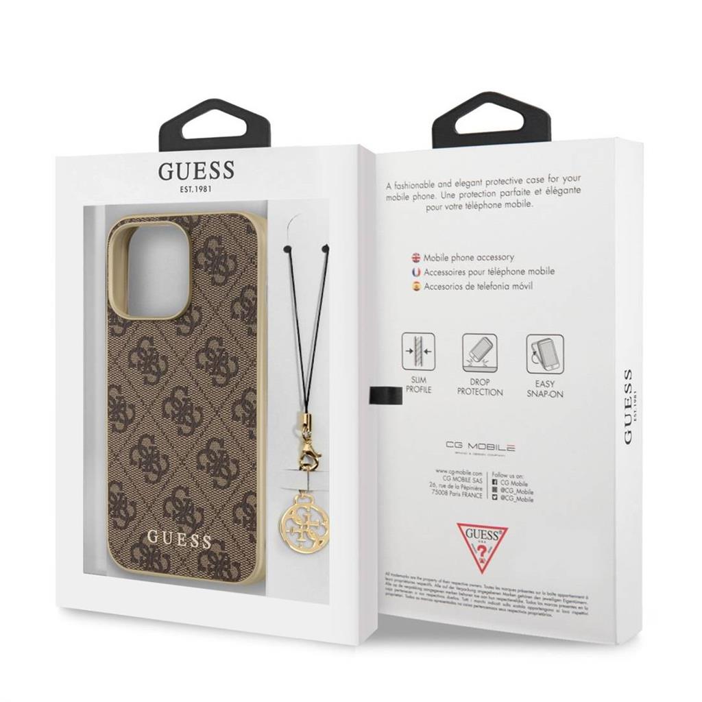 Apple iPhone 13 / 13 Pro Guess 4G Charms tok (Barna) - GUHCP13LGF4GBR