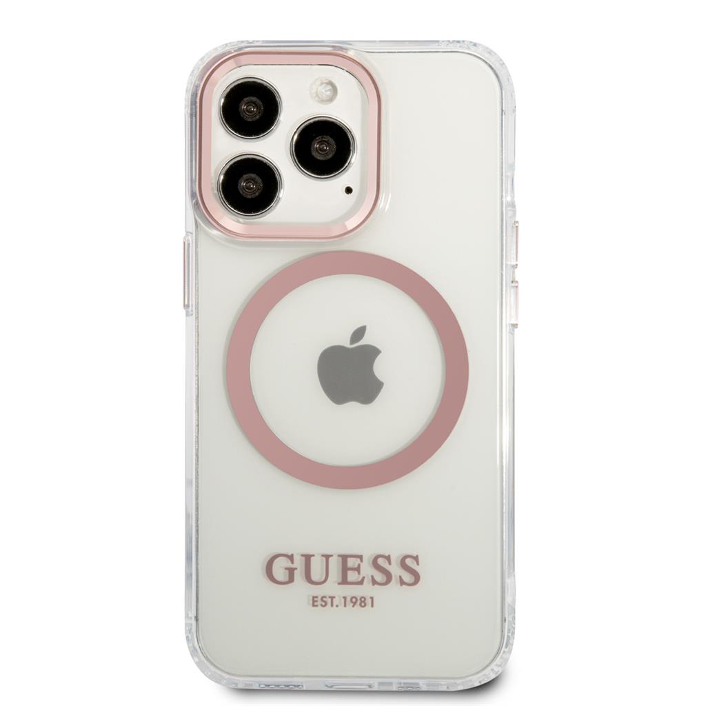 Apple iPhone 13 Pro Guess átlátszó MagSafe tok (Rózsaszín) – GUHMP13LHTRMP