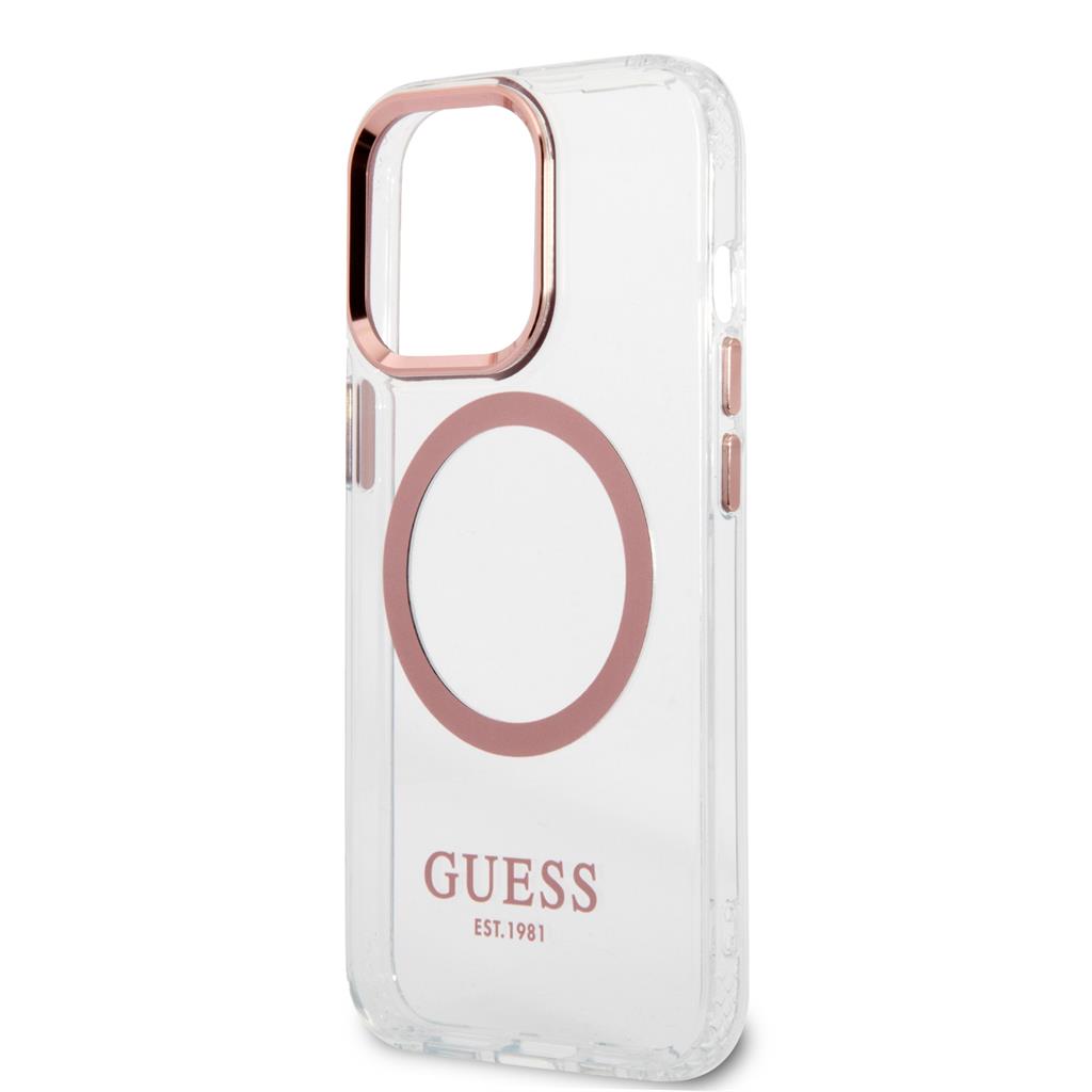 Apple iPhone 13 Pro Guess átlátszó MagSafe tok (Rózsaszín) – GUHMP13LHTRMP