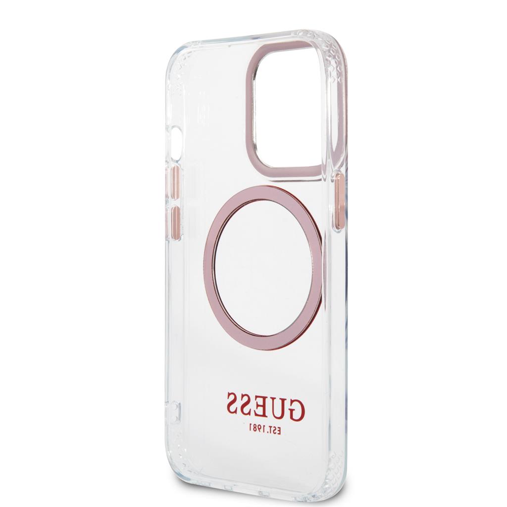 Apple iPhone 13 Pro Guess átlátszó MagSafe tok (Rózsaszín) – GUHMP13LHTRMP