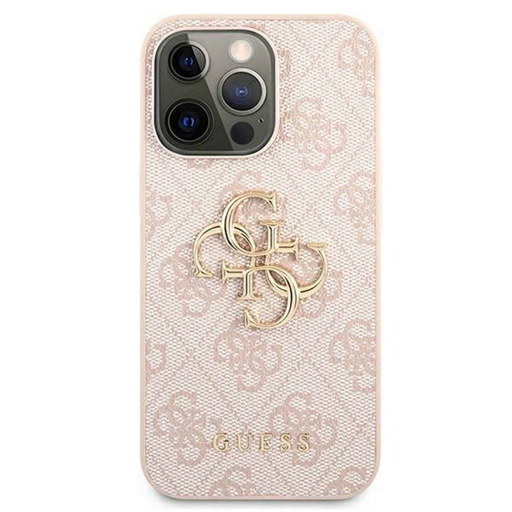 Apple iPhone 13 Pro Guess PU 4G Metal Logo tok (Rózsaszín) - GUHCP13L4GMGPI