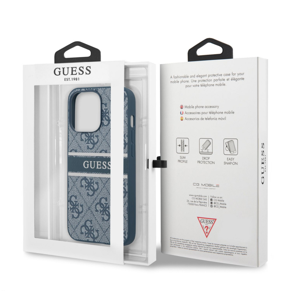 Apple iPhone 13 Pro Guess PU 4G Printed Stripe tok (Kék) - GUHCP13L4GDBL