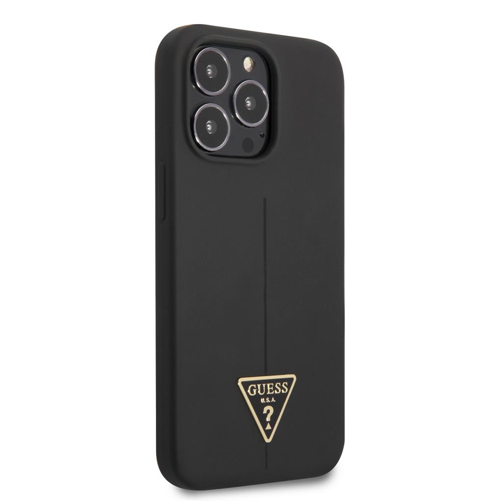 Apple iPhone 13 Pro Guess Silicone Line Triangle tok (Fekete) - GUHCP13LSLTGK