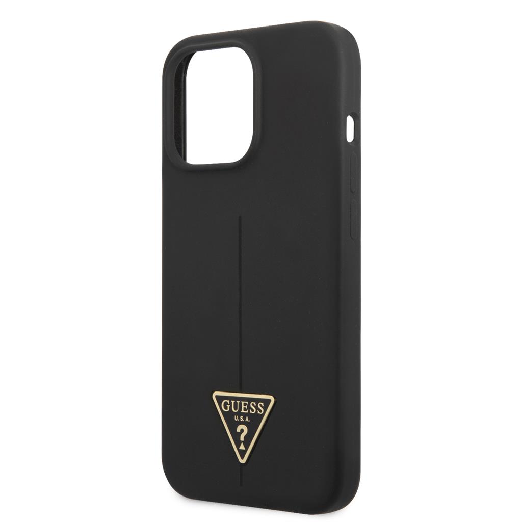 Apple iPhone 13 Pro Guess Silicone Line Triangle tok (Fekete) - GUHCP13LSLTGK