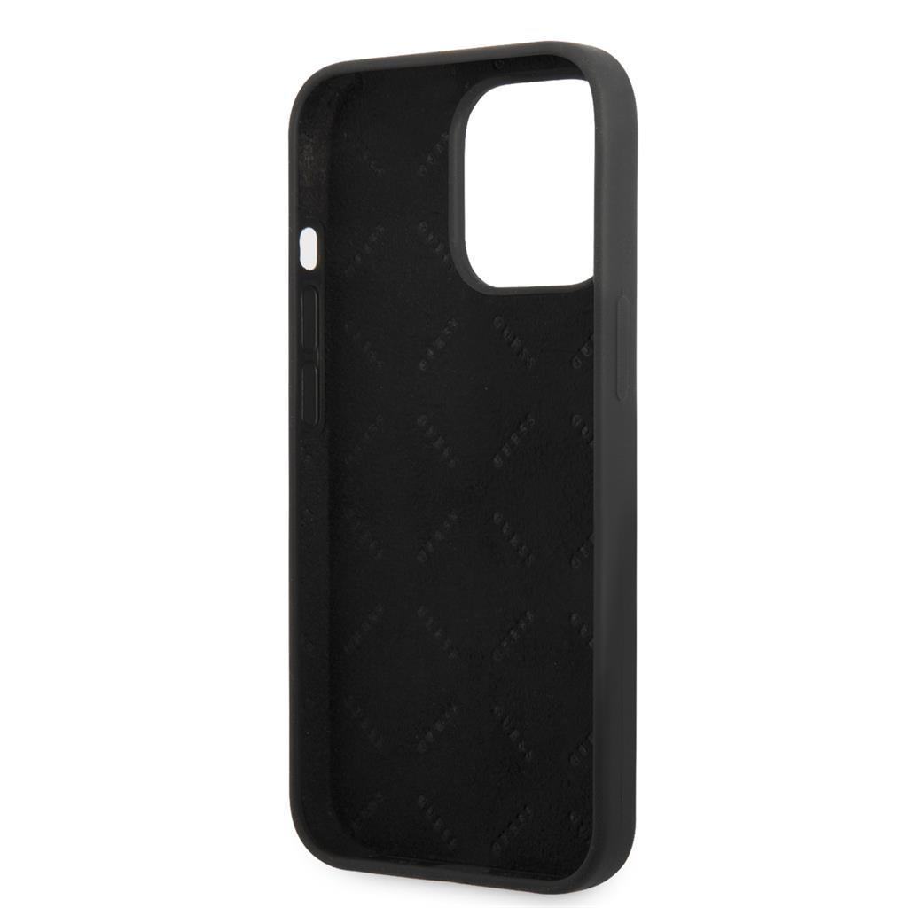 Apple iPhone 13 Pro Guess Silicone Line Triangle tok (Fekete) - GUHCP13LSLTGK