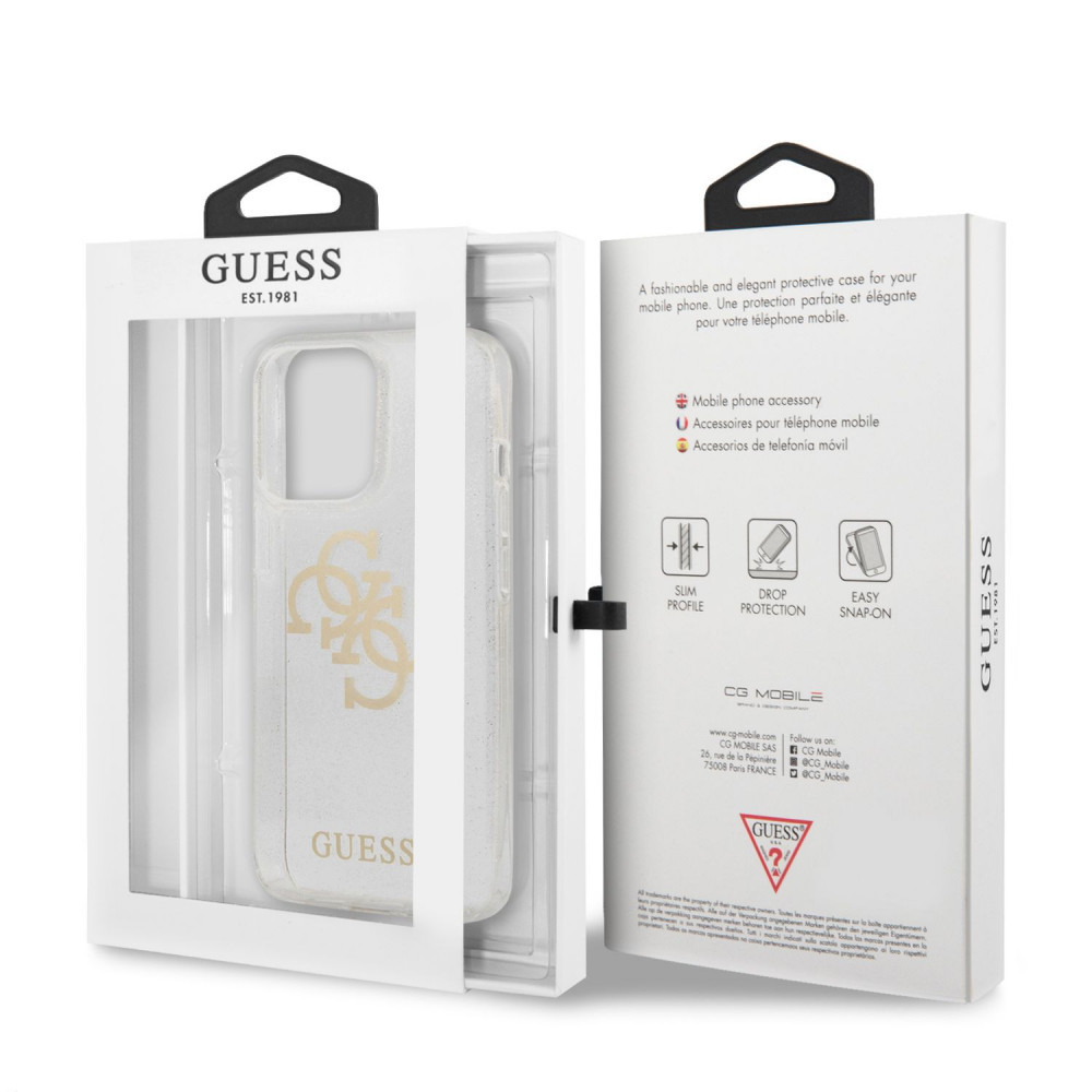 Apple iPhone 13 Pro Guess TPU Big 4G Full Glitter tok (Átlátszó) – GUHCP13LPCUGL4GTR