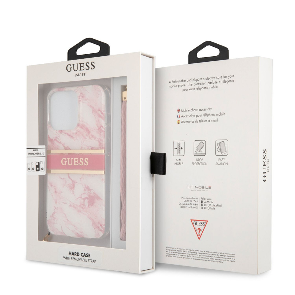 Apple iPhone 13 Pro Guess TPU Marble Stripe tok (Rózsaszín) – GUHCP13LKMABPI