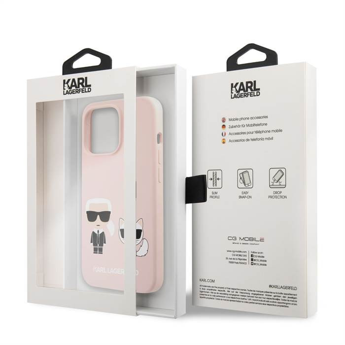 Apple iPhone 13 Pro Karl Lagerfeld Karl and Choupette Liquid Silicone tok (Rózsaszín - KLHCP13LSSKCI)