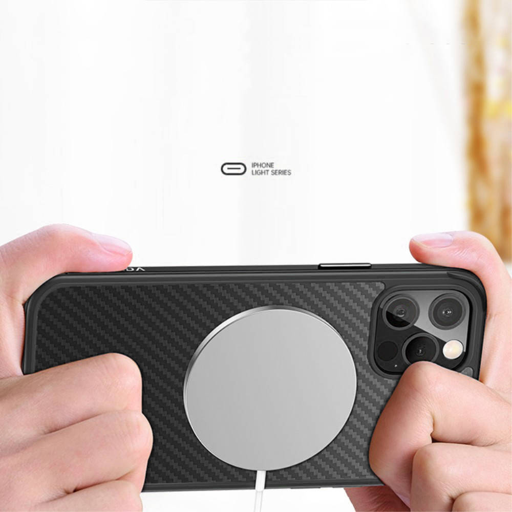 Apple iPhone 13 Pro Sulada carbon fiber hátlap tok (Fekete)