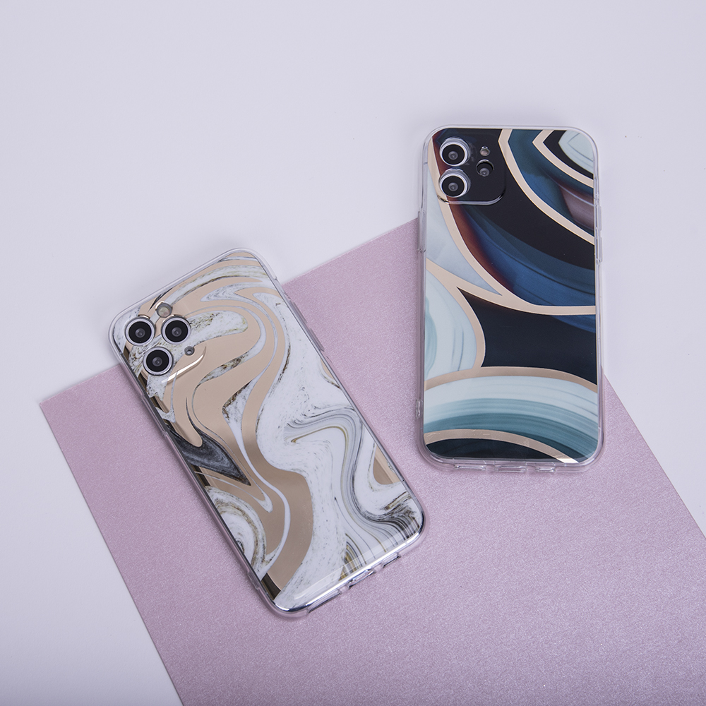 Apple iPhone 13 Pro wave márvány mintás szilikon hátlap tok (Fehér-Arany) 1