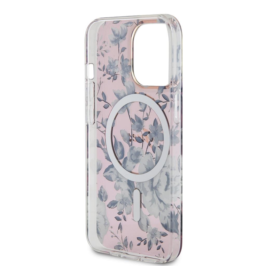 Apple iPhone 13 Pro Guess Flowers IML MagSafe tok (Rózsaszín) - GUHMP13LHCFWSP