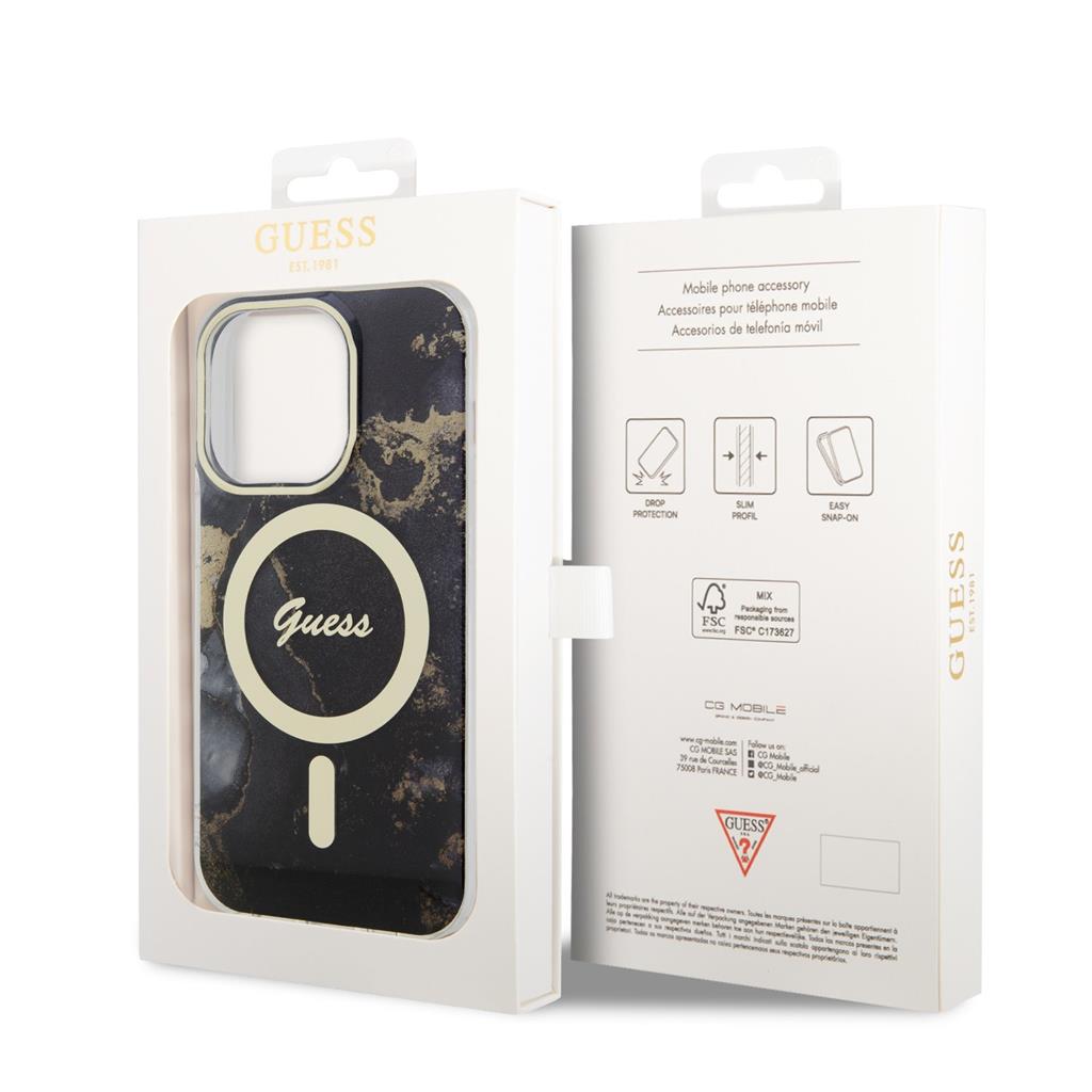 Apple iPhone 13 Pro Guess Marble IML MagSafe tok (Fekete) - GUHMP13LHTMRSK