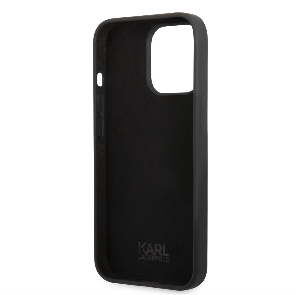 Apple iPhone 13 Pro Karl Lagerfeld Liquid Silicone Ikonik NFT tok (Fekete) – KLHCP13LSNIKBCK