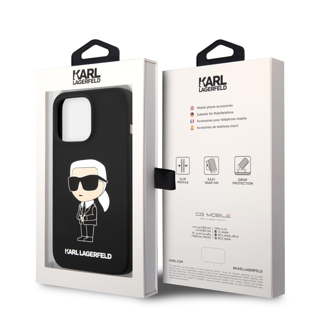 Apple iPhone 13 Pro Karl Lagerfeld Liquid Silicone Ikonik NFT tok (Fekete) – KLHCP13LSNIKBCK