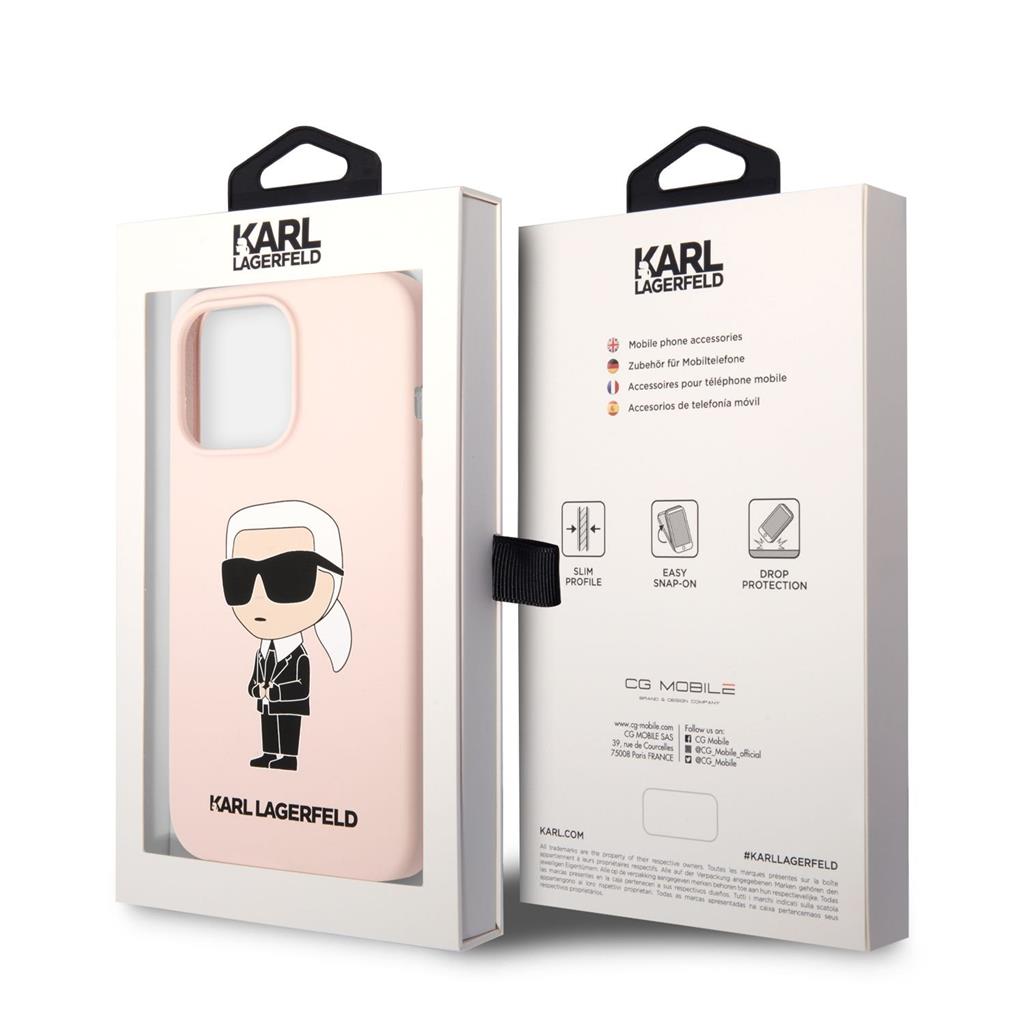 Apple iPhone 13 Pro Karl Lagerfeld Liquid Silicone Ikonik NFT tok (Rózsaszín) – KLHCP13LSNIKBCP