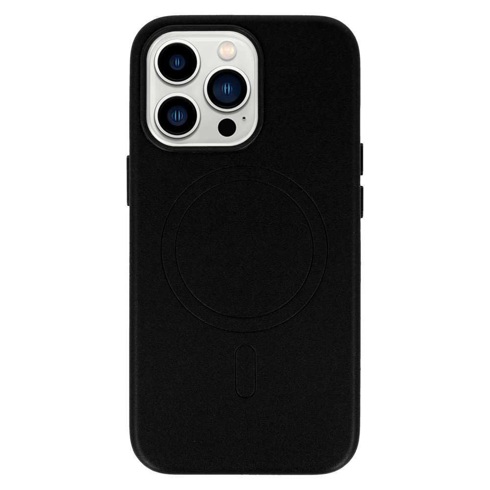 Apple iPhone 13 Pro magsafe leather hátlap tok (Fekete)