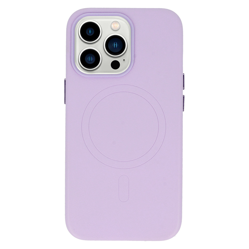 Apple iPhone 13 Pro magsafe leather hátlap tok (Lila)