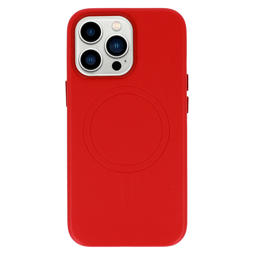 Apple iPhone 13 Pro magsafe leather hátlap tok (Piros)