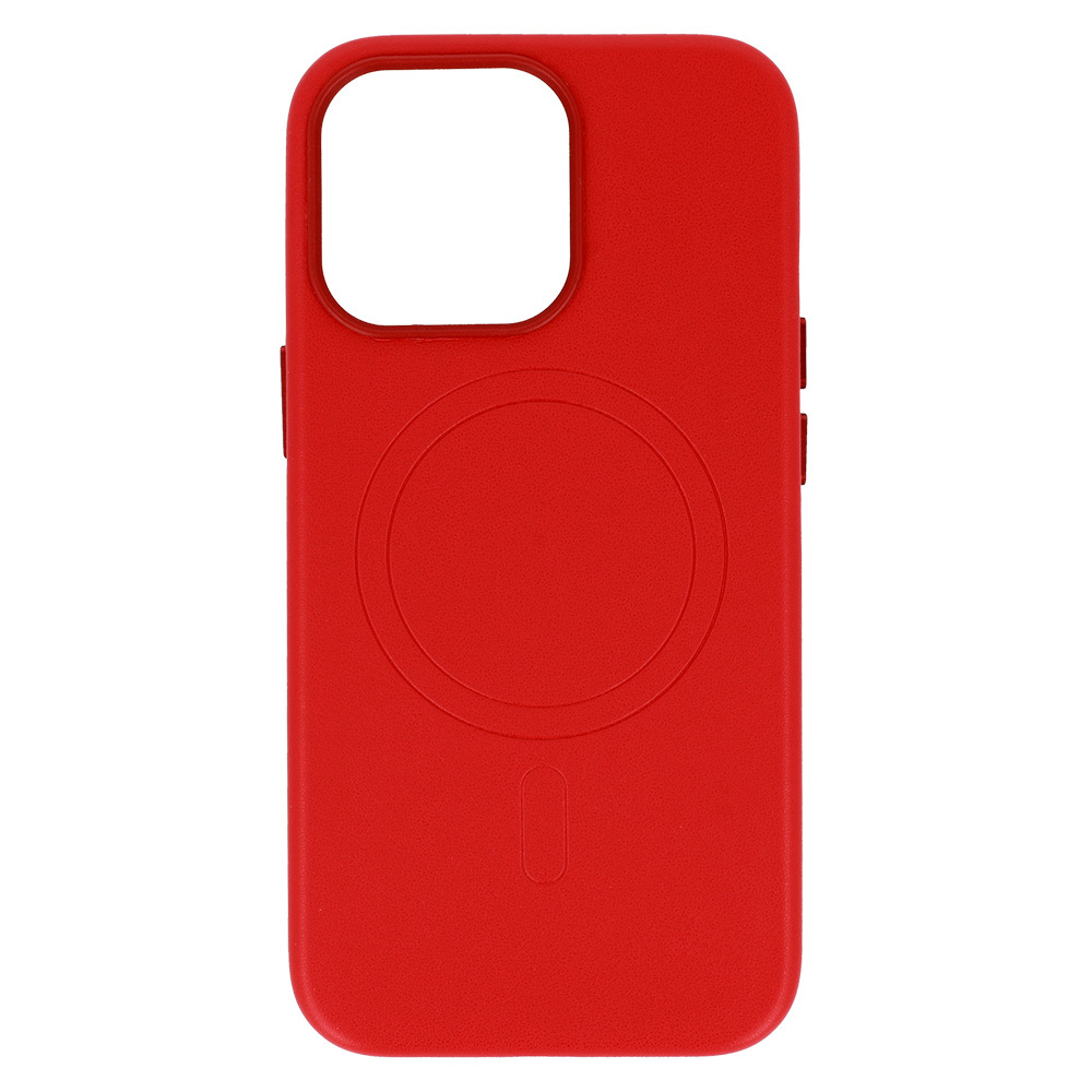 Apple iPhone 13 Pro magsafe leather hátlap tok (Piros)