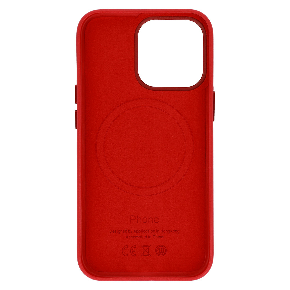 Apple iPhone 13 Pro magsafe leather hátlap tok (Piros)