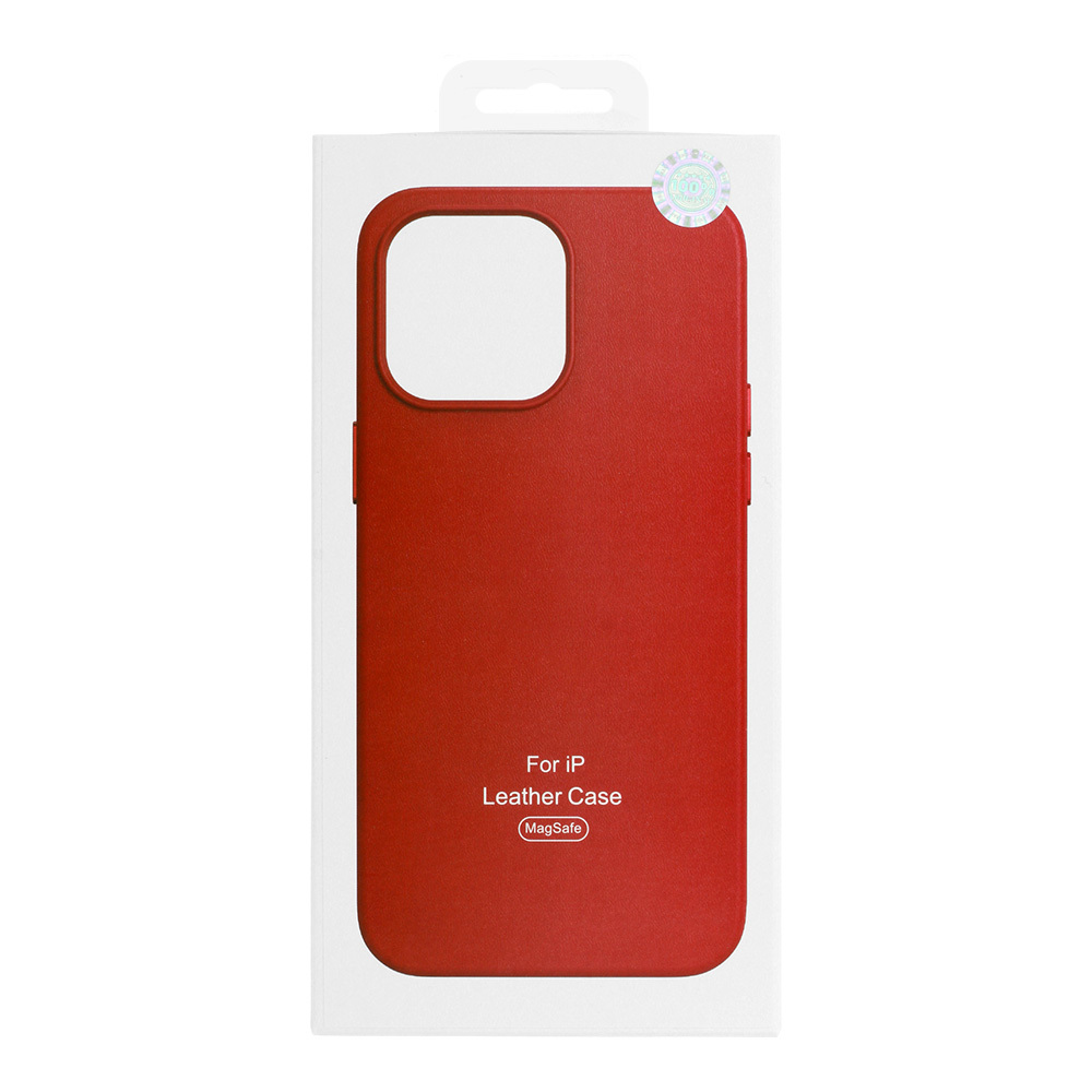 Apple iPhone 13 Pro magsafe leather hátlap tok (Piros)