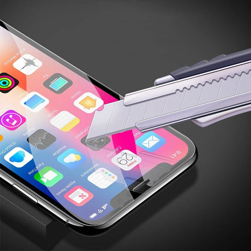 Apple iPhone 13 Pro Max / 14 Plus 9D kerámia üvegfólia, átlátszó (fekete keret)