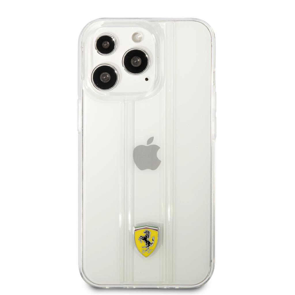 Apple iPhone 13 Pro Max (6.7) Ferrari 3D stripes prémium hátlap tok, átlátszó - FES3SHCP13XTR