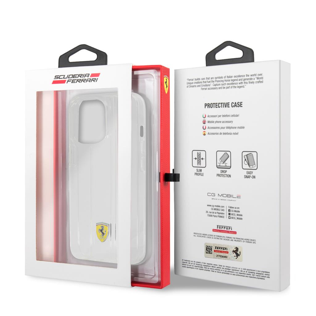 Apple iPhone 13 Pro Max (6.7) Ferrari 3D stripes prémium hátlap tok, átlátszó - FES3SHCP13XTR