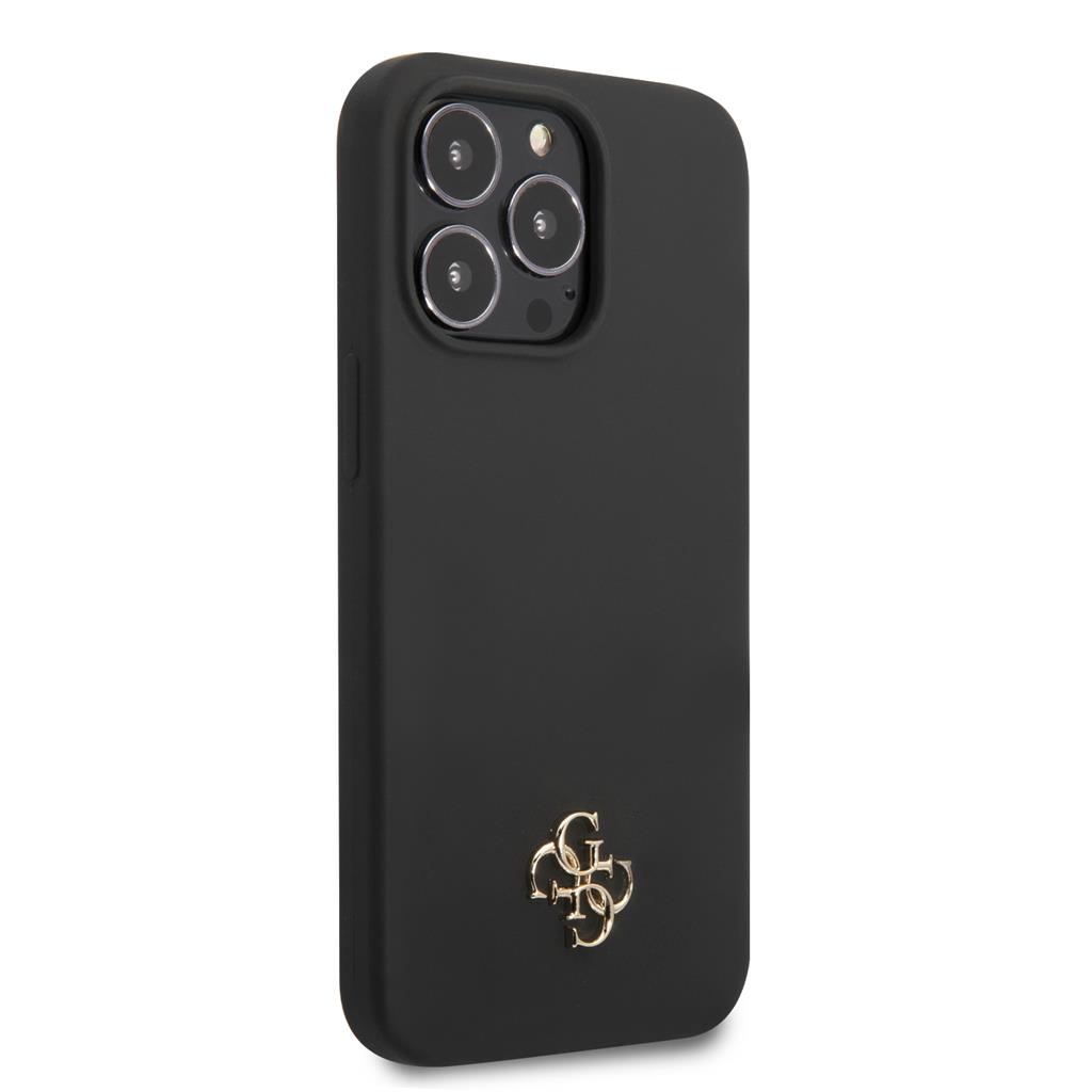 Apple iPhone 13 Pro Max GUESS 4G metal logo szilikon hátlap tok (Fekete - GUHCP13XS4LK)