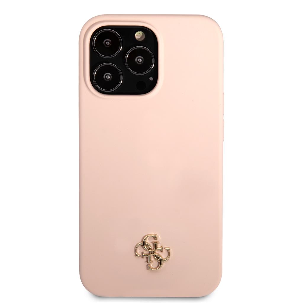 Apple iPhone 13 Pro Max Guess 4G Silicone Metal Logo tok (Rózsaszín) - GUHCP13XS4LP