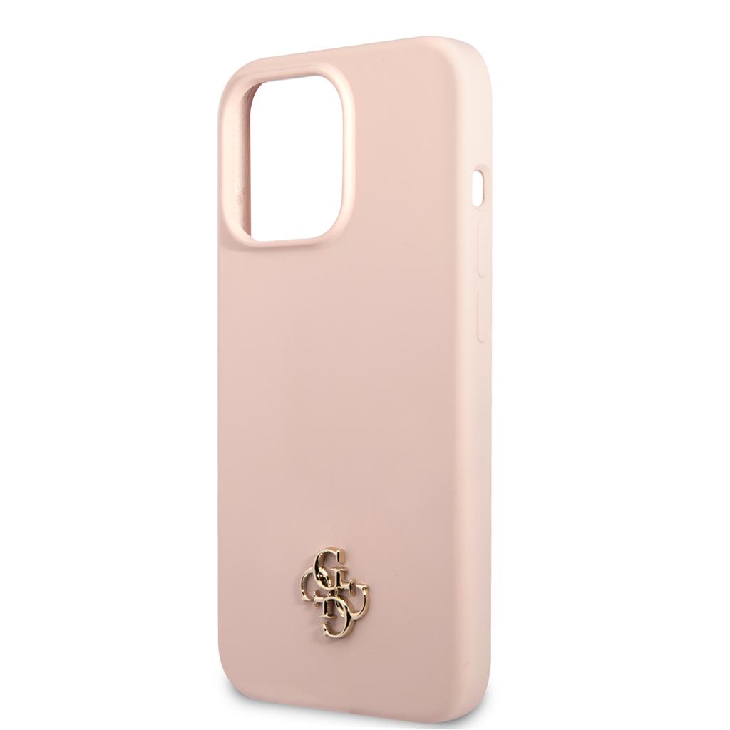 Apple iPhone 13 Pro Max Guess 4G Silicone Metal Logo tok (Rózsaszín) - GUHCP13XS4LP
