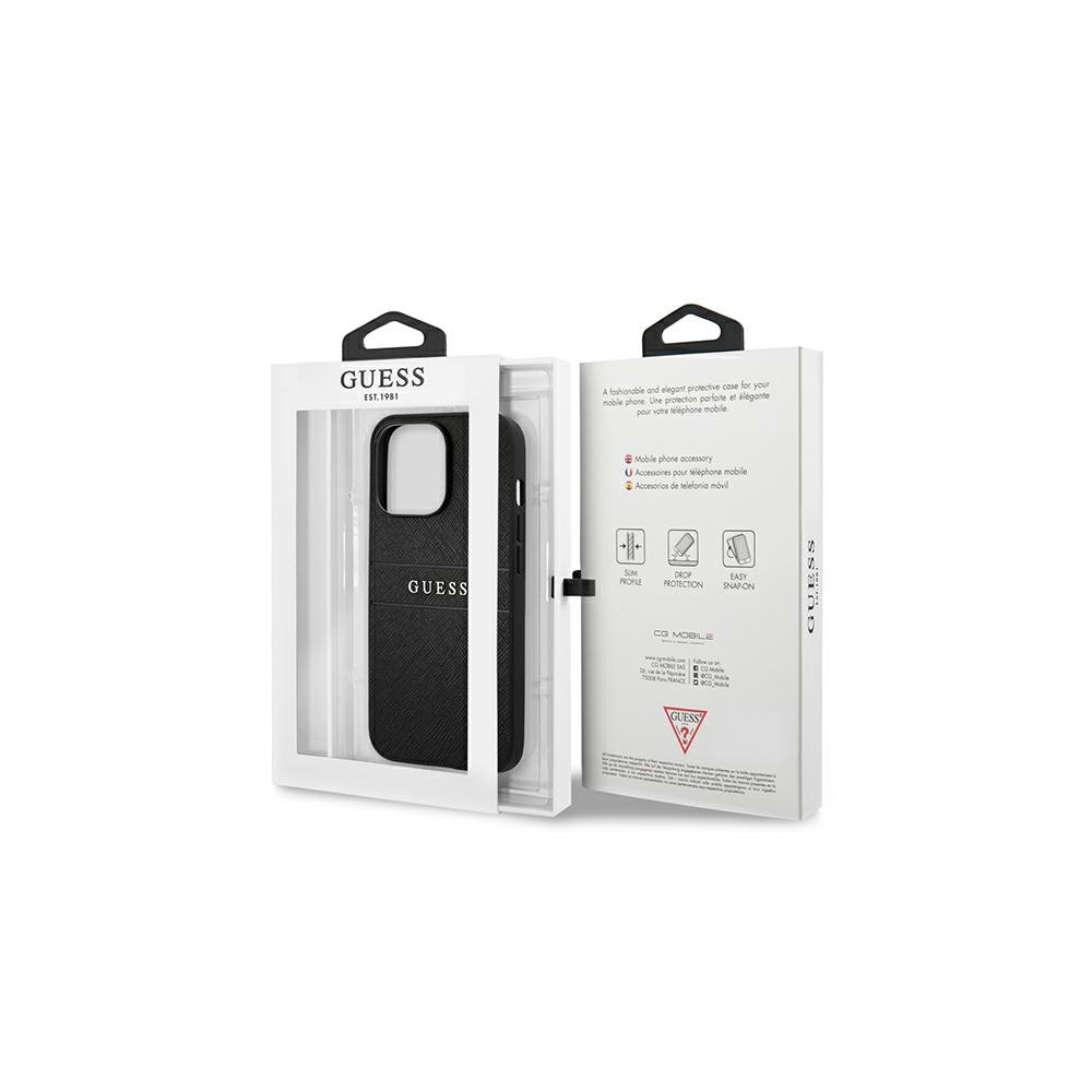 Apple iPhone 13 Pro Max GUESS PU Leather Saffiano hátlap tok (Fekete - GUHCP13XPSASBBK)