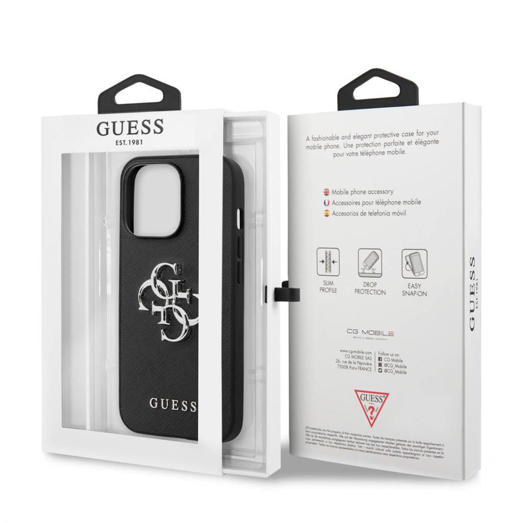 Apple iPhone 13 Pro Max (6,7") GUESS Saffiano prémium hátlap tok, GUHCP13XSA4GSBK, fekete