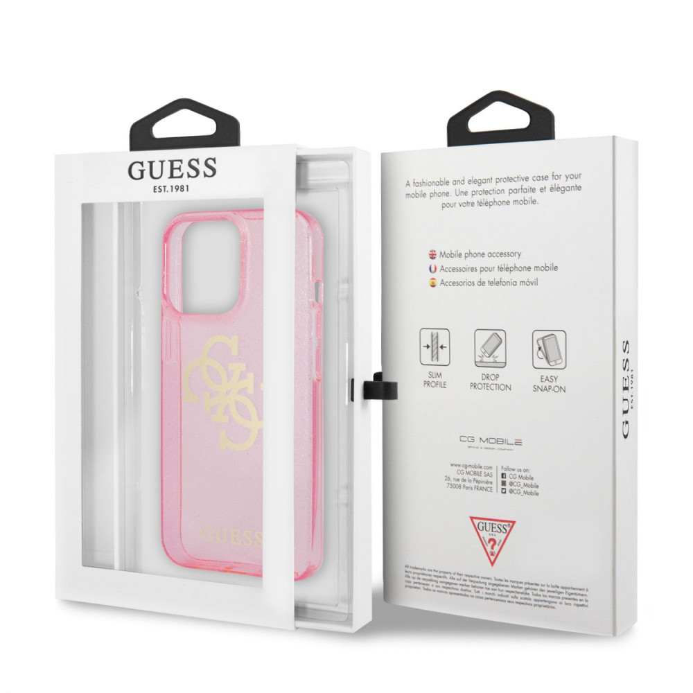 Apple iPhone 13 Pro Max Guess TPU Big 4G Full Glitter tok (Rózsaszín) – GUHCP13XPCUGL4GPI
