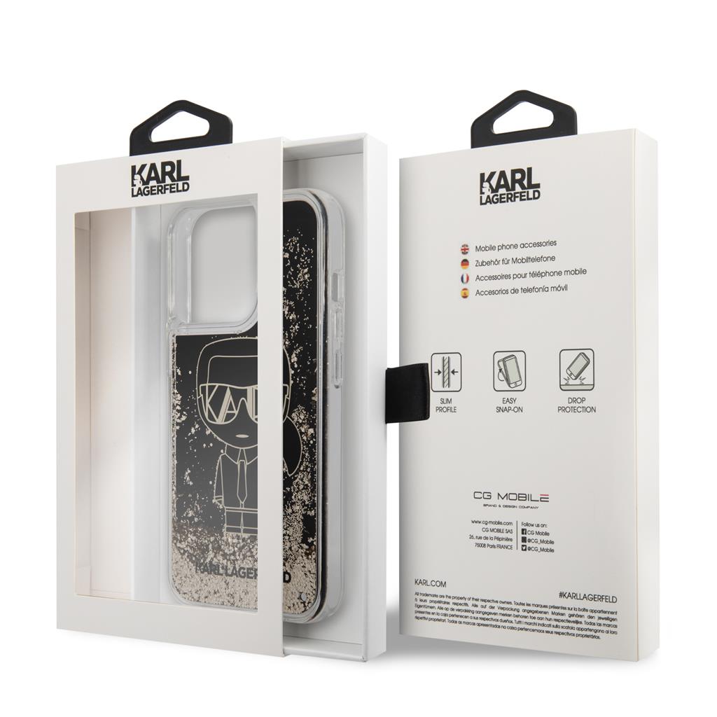 Apple iPhone 13 Pro Max Karl Lagerfeld Liquid Glitter Gatsby tok (Fekete) – KLHCP13XLGGKBK