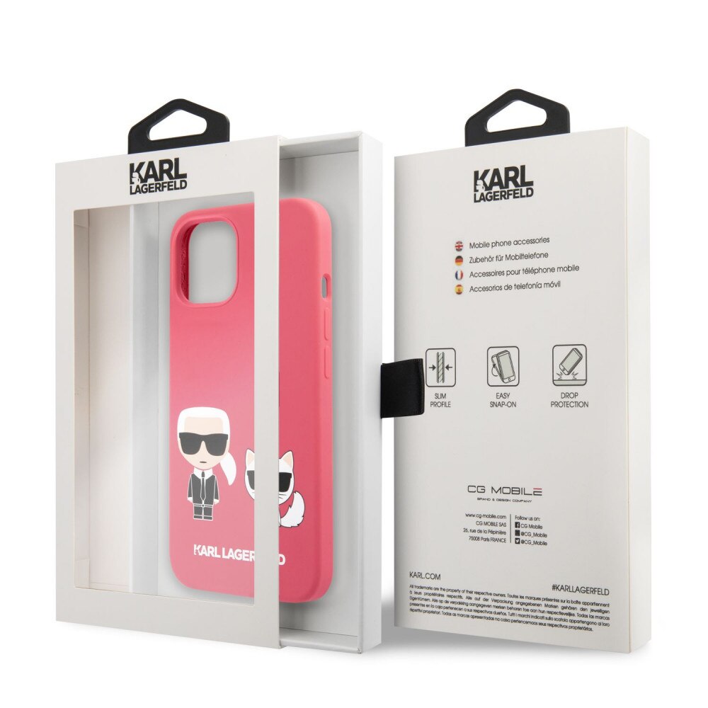 Apple iPhone 13 Pro Max Karl Lagerfeld Karl and Choupette Liquid Silicone tok (Piros - KLHCP13XSSKCP)